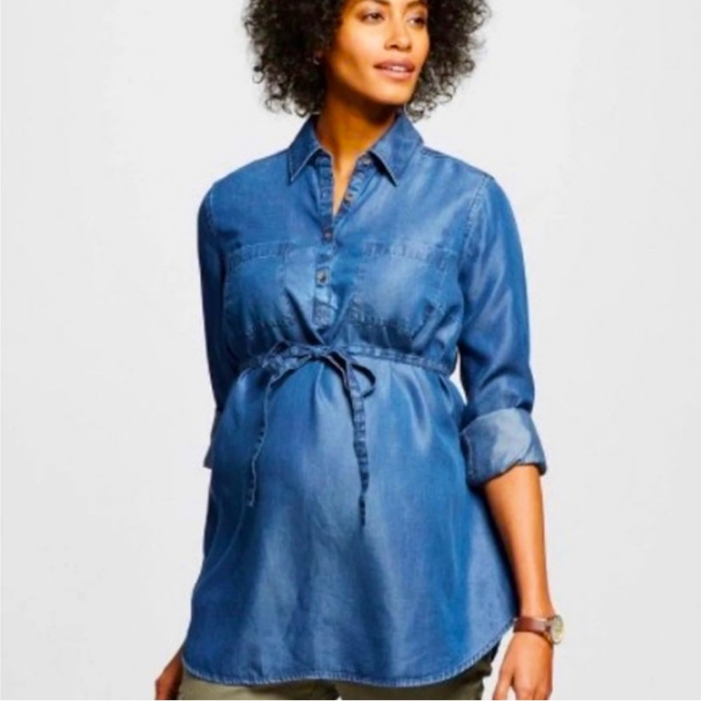 Liz Lange Maternity Tencel Chambray Tunic Shirt